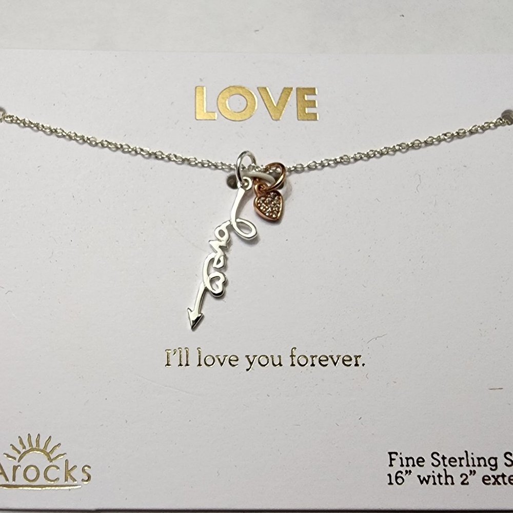 I'll Love Your Forever Love Heart Cubic Zirconia CZ Sterling Silver Necklace